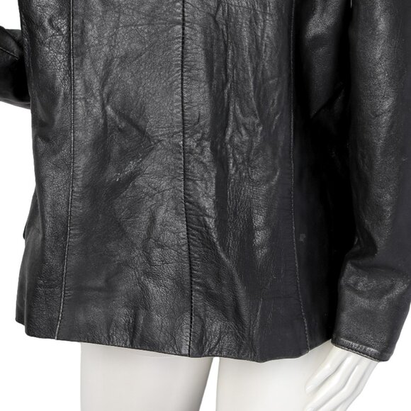 Vintage Edarly Calf Skin Leather Jacket Black Zipper Fitted Lined Coat Mexico - Picture 16 of 16